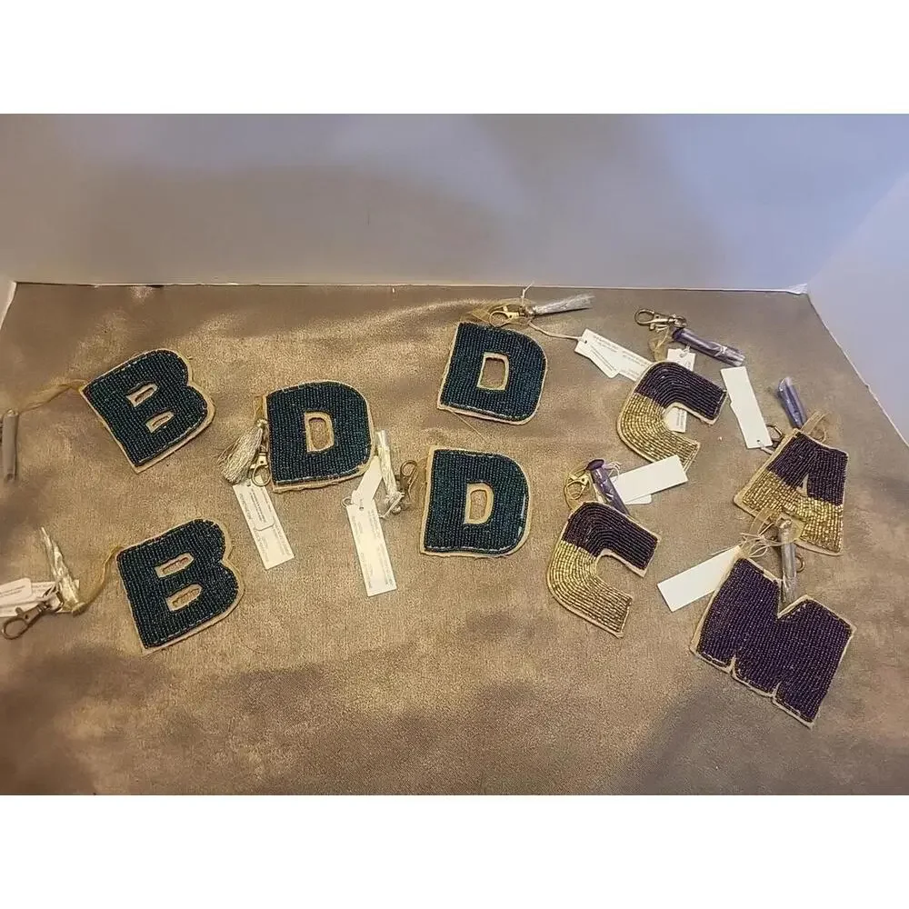 BEADED LETTERS WITH TASSLES LOT OF 9 For Keys, Purses Or Crafts